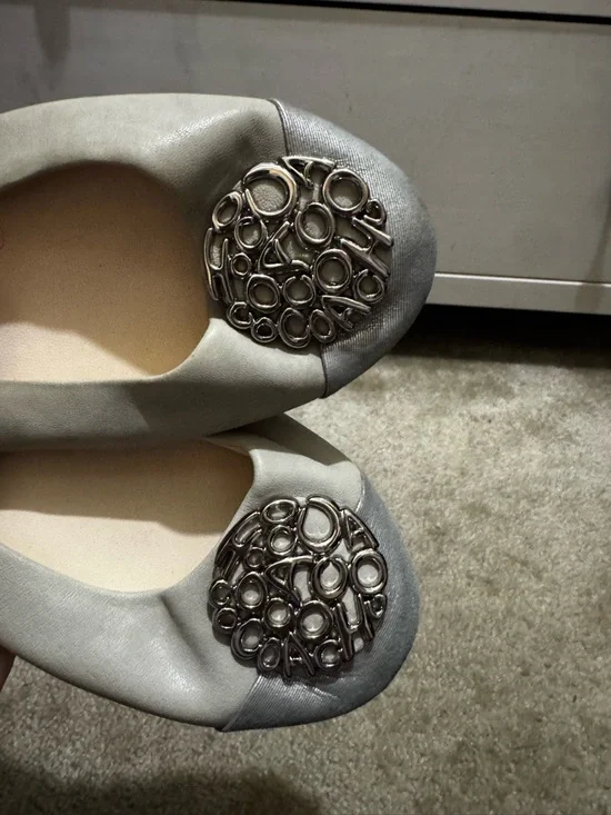 Authentic Coach Metallic Silver Ballet Flats | Signature Logo | Size 11 - Picture 4 of 4